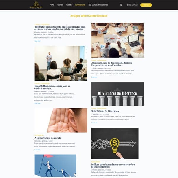 Site de conteúdo e cursos feito pela Nova Ação