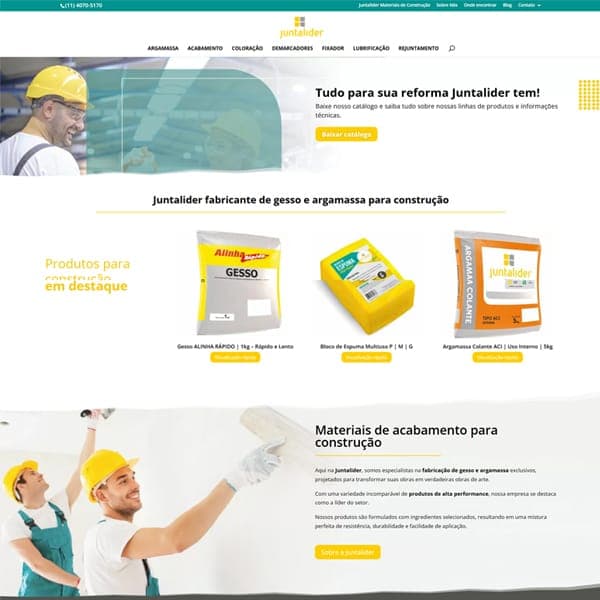 Catálogo virtual de materiais de construção feito pela Nova Ação