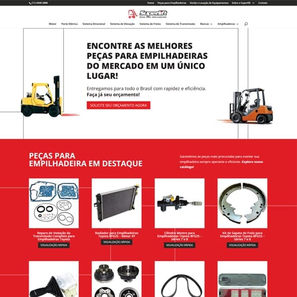 Catálogo virtual de equipamentos de elevação feito pela Nova Ação